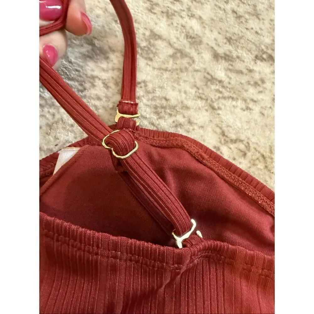 No Boundaries Women's Textured 2-Piece Bikini Set Rusty Brick Junior Size Small